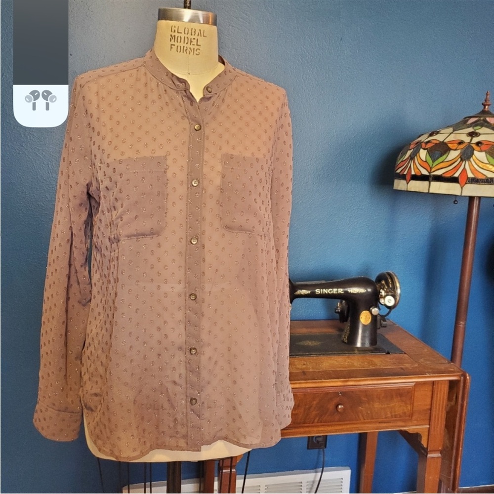 Abercrombie & Fitch Glitter Swiss Dot Blouse sparkly shine a&f